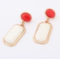 incrustaciones de resina piedra rectangular colocar aretes elegantes plazas de metal chapado en oro aleación moda pendientes para las mujeres 3 colores