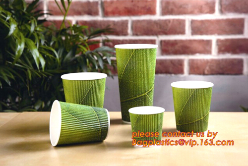 Imprimé personnalisé Verticle ondulation coupelles chaudes papier café, tasses à café personnalisées ripple gobelets en papier mural café, Wa Double Kraft