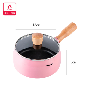 Natural wood handle drum luminum non-stick milk pan