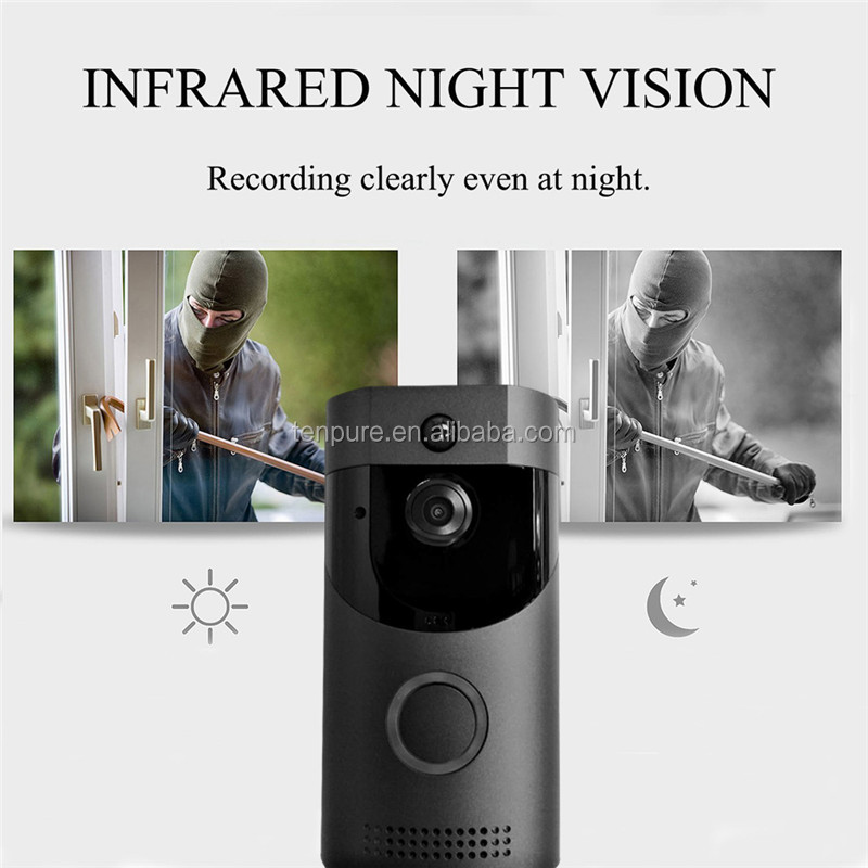 Wireless Video Doorbell Free Cloud Storage Smart Door bell with Chime 720P HD WiFi Security Camera Two-Way Talk