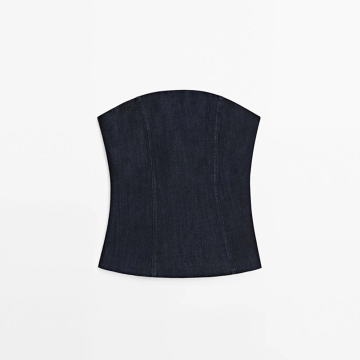 Women's retro denim style slim fit denim strapless vest