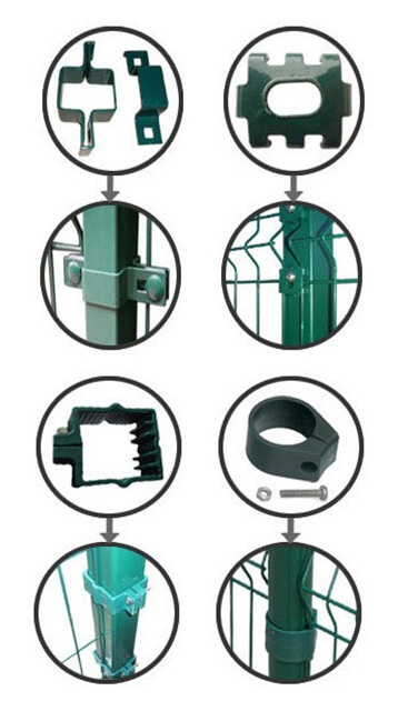 Acessórios de cerca de segurança com malha de arame soldado 3D revestido de PVC PVC-Coated-3D-Welded-Wire-Mesh-Security-Fence-Accessiors