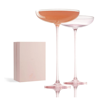 Unique Hand-Blown Crystal Gift Box Martini Glasses