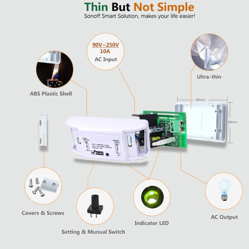 OEM Intelligent Saving 220V EU US UK Electrical Wireless Remote Control Smart Wifi Water Heater Wall Light Power Switch