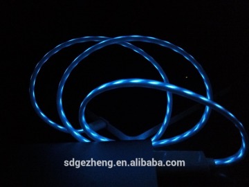 V8 micro USB cable visible charging cable with flashing light visible light flowing light glowing light