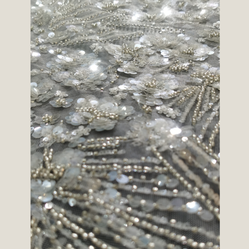 Glitter Pearl Tulle Bead Bordir Mesh Fabric