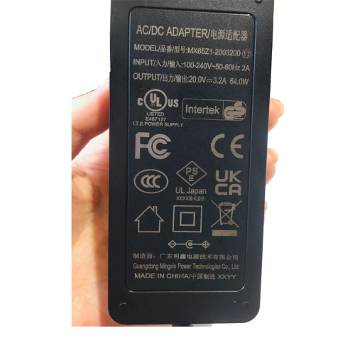 12V5A 15V4A 20V3.2A 65W AC DC Adapter UL