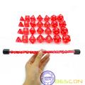 Bescon 28pcs Translucent Red Mini Polyhedral dados en tubo, Ruby Dice Dungeons and Dragons 4X7pcs, Mini Ruby Gem Dice Set