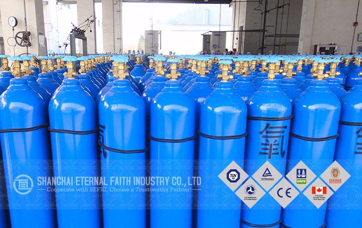 CGA 580 valve ISO9809 seamless steel water capacity 40L 6M3 oxygen argon gas cylinder