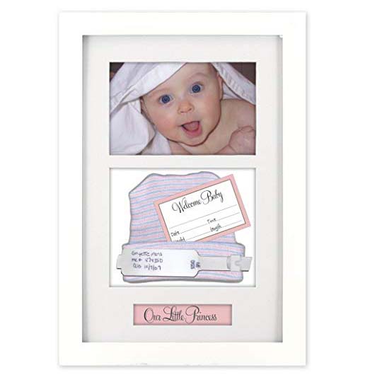 Custom White Clothespin Collage Keepsake Frame Baby Hospital ID Bracelet and Photo Keepsake Frame Art Baby Frames Collection