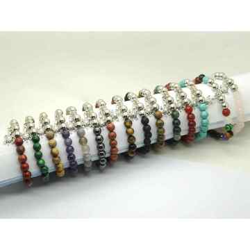 Natural Tiger Eye Bracelet Gemstone Beads jewelry alloy pendants