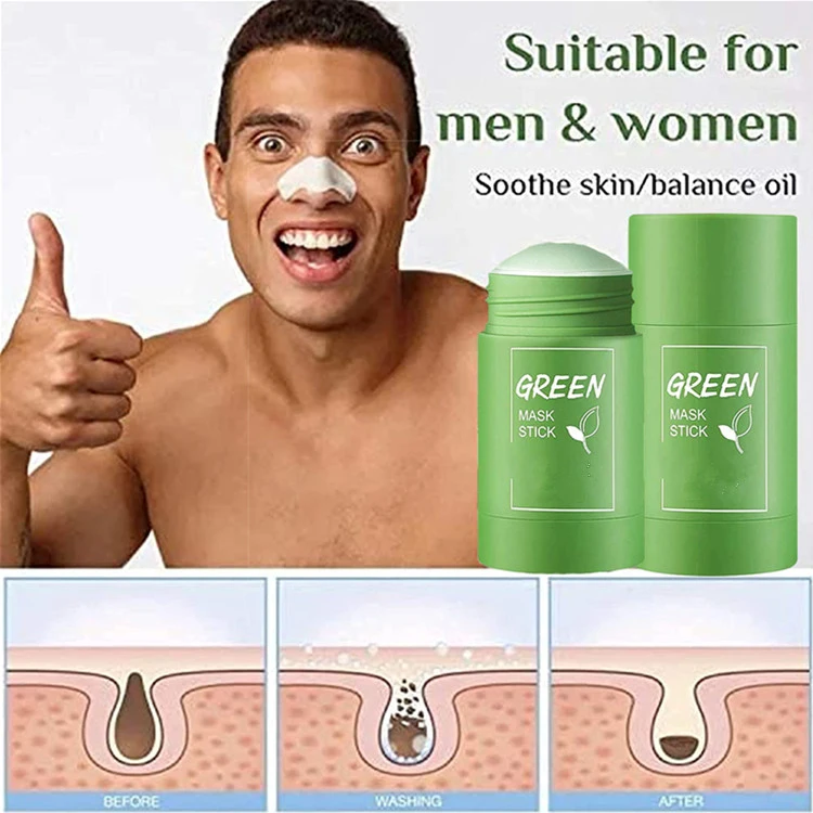 Skincare Beauty Products Private Label Skin Repair and Acne Remove Organic Green Tea Musk Clay Mask Stick Green Musk Stick