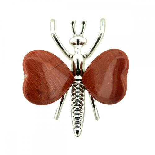 Gemstone Heart Wings Gold Alloy Butterfly Pendant & Ornament (Approx 38x42mm & 20MM Heart)