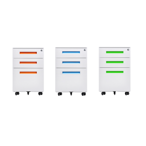 White Rolling File Cabinet 3 Drawers