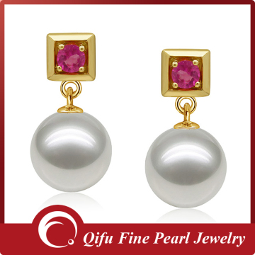 18 K gold jewelry Pearl Earring Settings Tourmaline handmade pearl jewelry