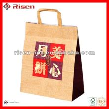Eco-friendly kraft food paper bags with handle
