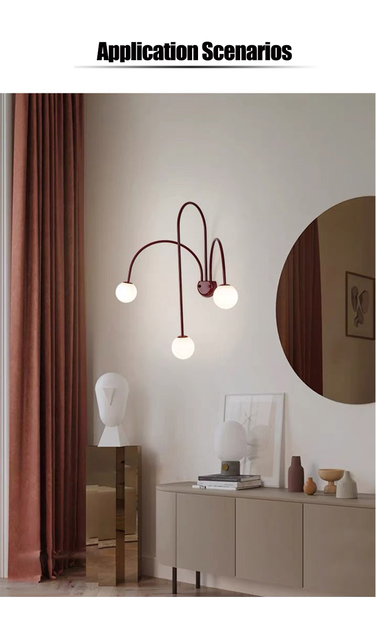 The opal glass shades are curved to create a unique and eye-catching design, while the optional gold, black, or red finishes add a pop of color and style. The opal glass shades are curved to create a unique and eye-catching design, while the optional gold, black, or red finishes add a pop of color and style.