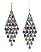 Multicolor large drop earring with colored crystal