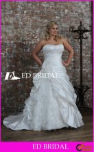 A-Line/Princess Strapless Court Train Taffeta Plus Size Wedding Dresses Size 34