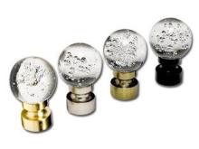 Clear Ball Shape Glass Curtain Finials with Metal Base for