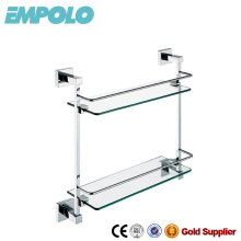 Bathroom Accessory Double Glass Shelf Washroom Brass Towel Racks 936 12