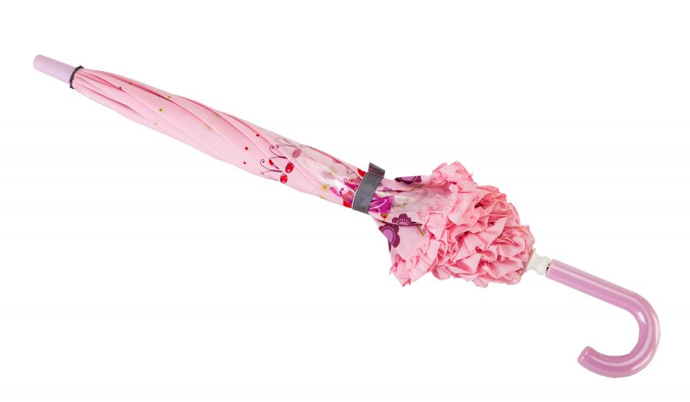 Girl's Pink Flower Kids Safety Open Umbrella