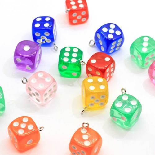 Mixed Color Mini Dice With Hanging Hole Resin Pendant Cube Resin Cabochons For Handmade Earrings Key Chain Accessories