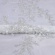 Beads embroidery polyester mesh fabric dress Fabric