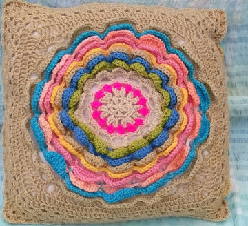 Crochet Square colorful cushion