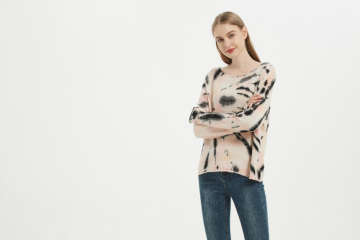 Women 100%Cashmere Tie Dye Pullover