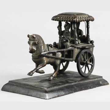 Reproduction small size tang dynasty horse with carriage and old man