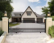 Custom Electric Sliding Driveway Gate with Wrought Iron Design