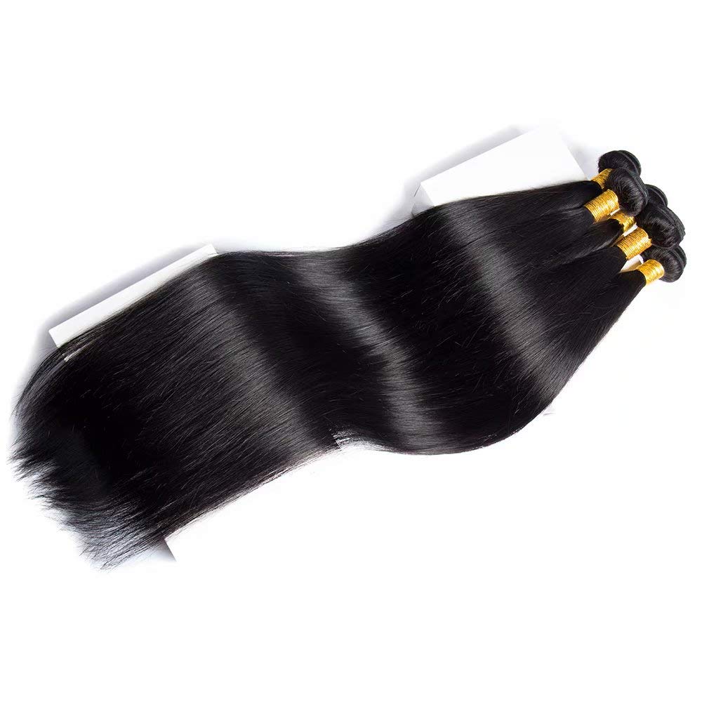 Double drawn straight human hair bundles raw virgin flat weft 12A 1B Natural black 10-24 inch thick end hair weave