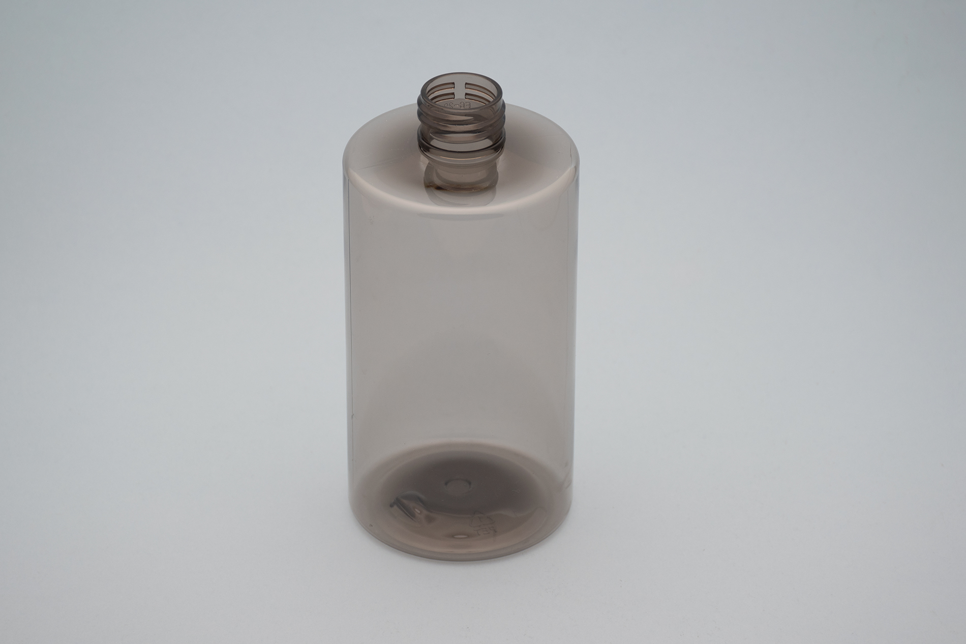 Garrafa PET cilíndrica preta transparente de 300 ml/10 OZ com gargalo 24/410 300 ml/10 OZ Clear Black Cylinder PET Bottle With 24/410 Neck