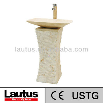 Stylish Bathroom PSN040GL-COS6038GL Nature Stone Pedestal Sink with Vanitytop