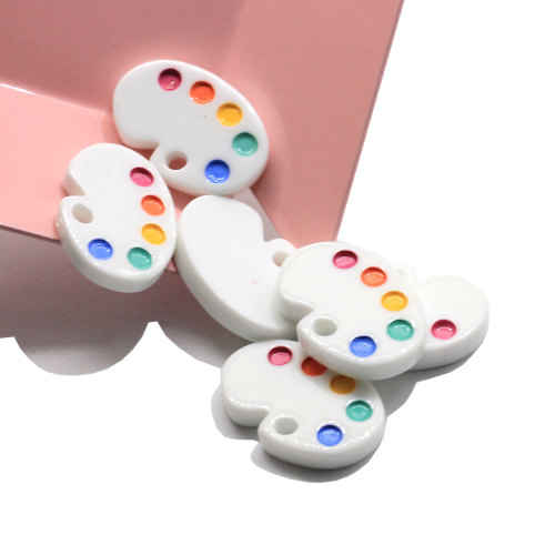 Wholesale Pretty 100pcs/bag Colorful White Artist Draw Board Flat Back Resin Cabochons for Slime Making Accessories