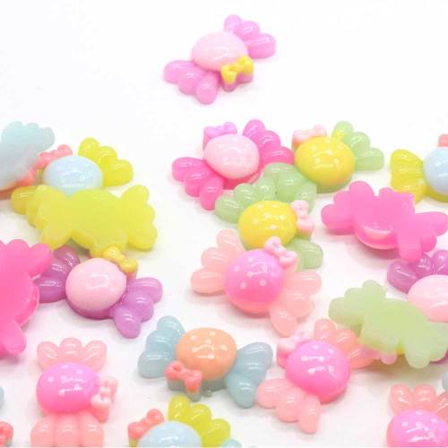 24mm dos plat résine Cabochon Kawaii bonbons Figurine Slime charme embellissements Scrapbook bricolage accessoires boutons