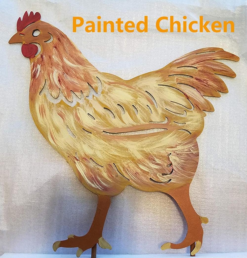 Chicken Yard Art Metal Stakes