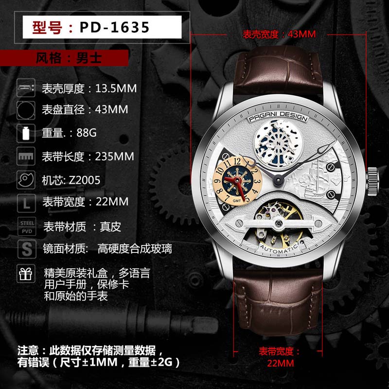 BENYAR Top Mannen Hoge Kwaliteit Horloges Luxe Lederen Horloges Mode Goed-design Skeleton Mechanisch Horloge Waterdicht