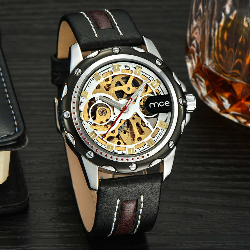 Sliver case casual mechanical men sport watch