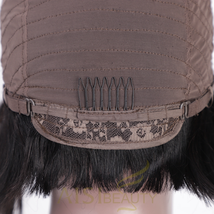 Aisi Beauty Cheap Short Silky Straight Short Bob Black Wig Middle Part Swiss Lace Wig Synthetic Lace Front Wigs For Black Women