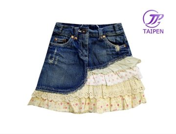 Girls Bottom Skirts With Fancy Bottom Lace Skirt Jean Casual Dress For 2-6 Year
