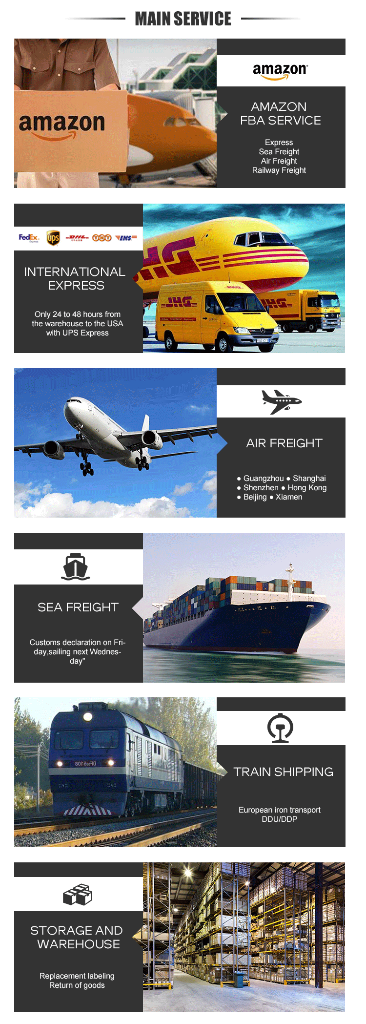 Air cargo/sea services freight Agent China door to door Amazon FBA Logistics to Europe/USA/DE/ES/FR/IT/UK Cheap agent