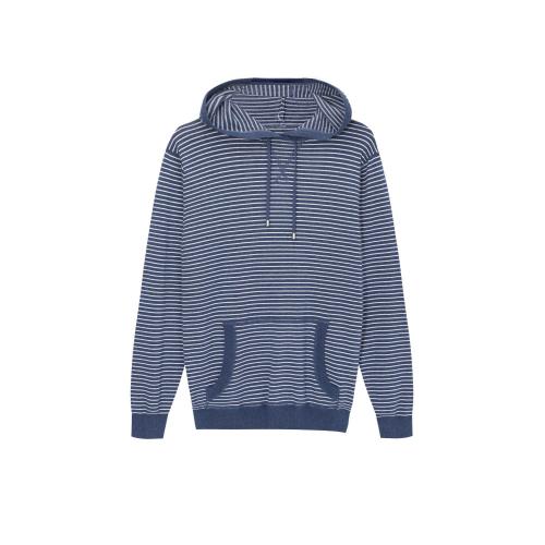 Men's Knitted Athletic Striped Kangaroo Pocket Hoodie