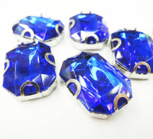 Rectangle Shape Sapphire Stones Sew on