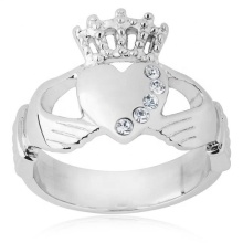 Yiwu Aceon Stainless Steel Crystal Irish Claddagh Wedding Ring