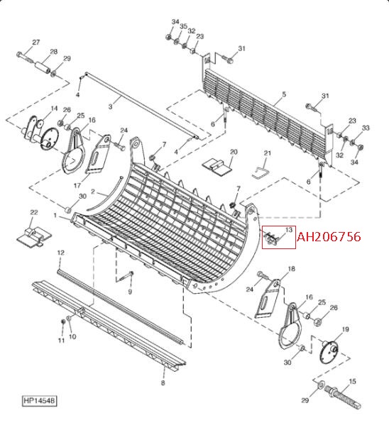 AH206756 Partes de repuesto agrícolas Cabeza de maíz Parte del mercado de accesorios Combine Inserto cóncavo reemplazado por JD Harvester