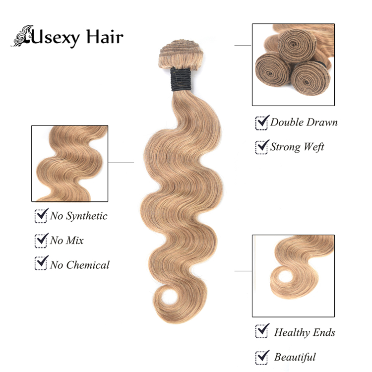 Cuticle Aligned Raw Hair Manufacturer Color 27# brazilian Body Wave Human Real Women Hair Extensions