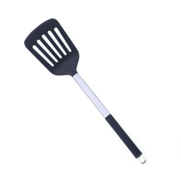 Spatule fendue en nylon de cuisine avec la poignée d&#39;acier inoxydable