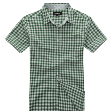 Green Checked Mens Shirt with Short Sleeves